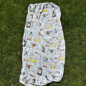 Vintage 1990s Dragon Ball Z Twin Fitted Sheet Anime Goku Vegeta Print Grey